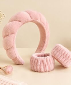 Pastel Velvet Spa Headband & Wristband Set